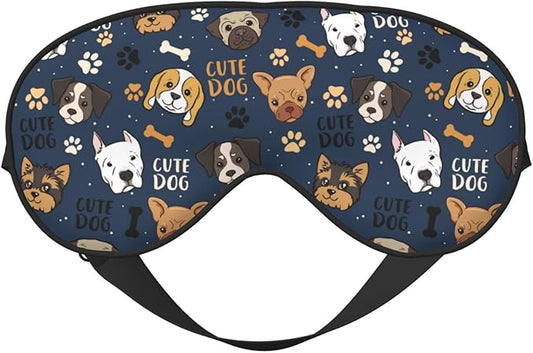 Cute Dog Sleep Mask Breathable Soft Eye Mask for Sleep for Women Men Lightweight Eye Cover for Travel, Night Work, Nap, Office