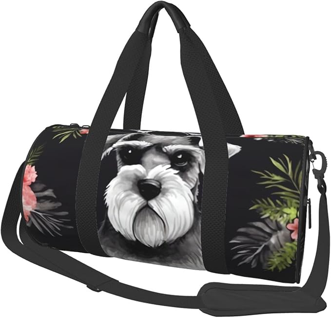 Travel Duffel Bag Lightweight Carry On Weekender Overnight Bags Schnauzer Sports Tote Gym Backpack with Adjustable Strap Hospital Bags Foldable Luggage Bag for Women Men