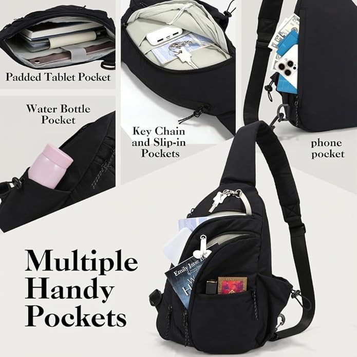 Sling Bag for Women, Anti-Theft RFID Nylon Crossbody Purse with Adjustable Strap for Travel & Shopping