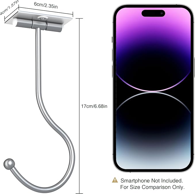 Modern Banana Hanger Hook Under Cabinet: Adhesive Banana Holder Silver, Foldable with Magnets When Not in Use, Under Counter Banana Hook, Stainless, Hold 13 LB