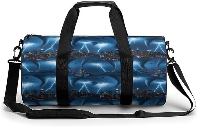 Travel Duffle Bag Chicago City Tornado Storm Weather Pattern Carry On Weekender Bags Foldable Overnight Bag Workout Lightweight Bags
