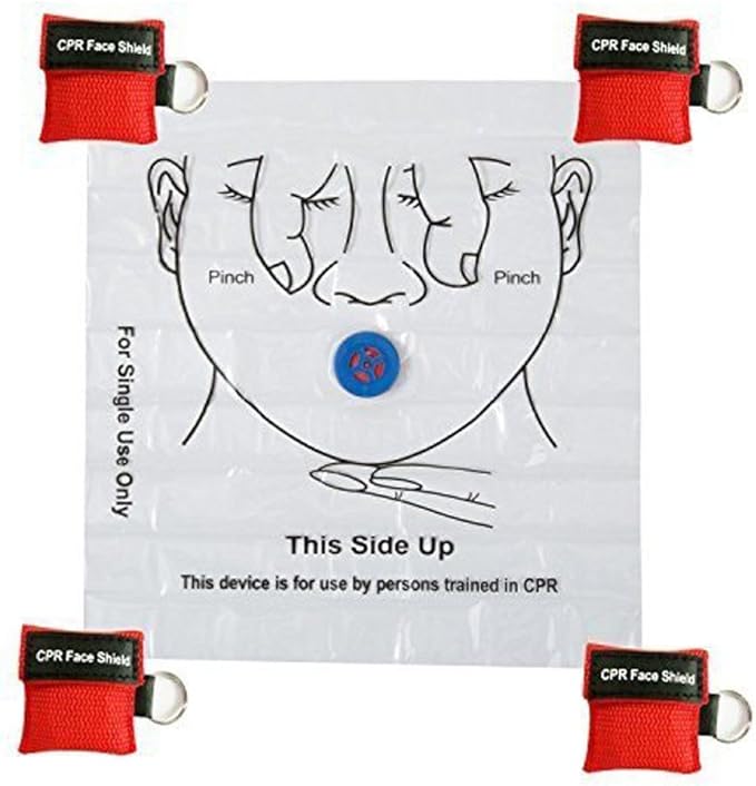 Pack of 5pcs CPR Face Shield Mask Keychain Ring Emergency Kit CPR Face Shields for First Aid or CPR Training (Black-5)