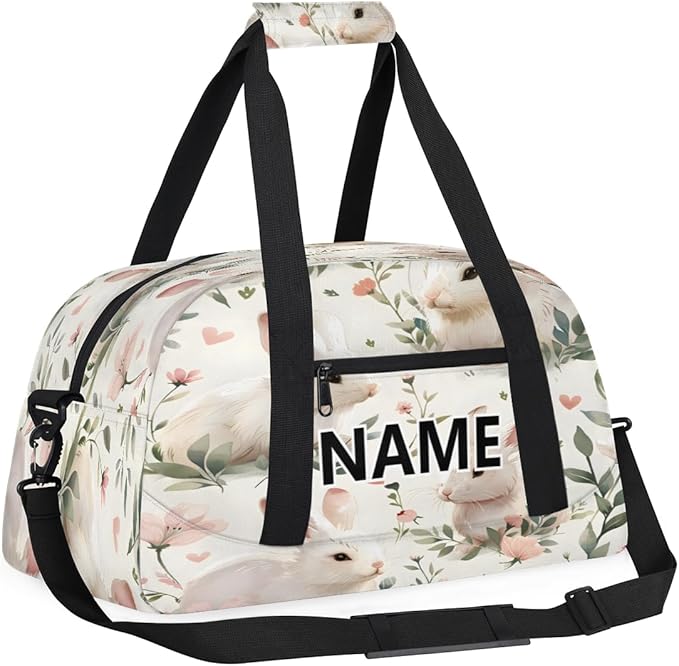 Rabbit Mini Gym Bag 18 inch for Women Men Waterproof Custom Kawaii Rabbit Travel Duffel Bag Carry On Overnight Tote Nurse Bag for Work Fitness Hiking