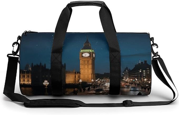 Sports Gym Bag for Women Men Travel Duffel Bag Tote Weekender Bag Big Ben Carry on Overnight Bag for Travel Swimming Fitness Workout Sports Duffle Bag