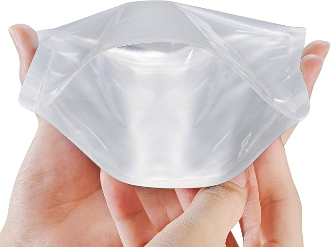 LZLPACKING 100 Pieces resealable Mylar Bags with Clear Front Window,Smell Proof Edible Packaging,Stand up Pouches Bags for Food Storage(5×8 Inch/12.7 x 20.3cm)