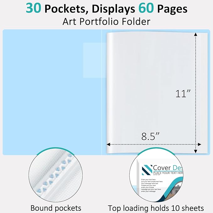 5 Pack Binder with Plastic Sleeves Art Portfolio Folder with Clear Sheet Protectors, Display 60 Pages Book, Presentation Book for Artwork, Document Certificate Organizer