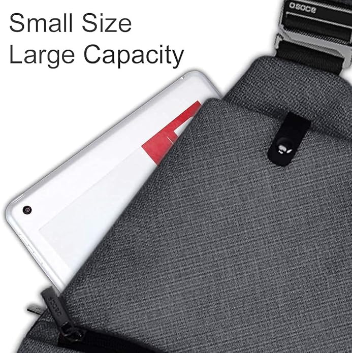 Crossbody Sling Bag, Water-Resistant Anti Theft Chest Pack, Minimalist Commuter Daypack for Travel Hiking Work