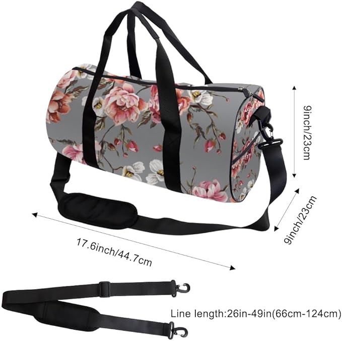 Cute White Accents Foldable Gym Bag Women Oxford Tote Bags Adjustable Shoulder Strap, Convertible Carry Backpack Retro Gym Bag For Gymnastics Yoga Stuff For Men