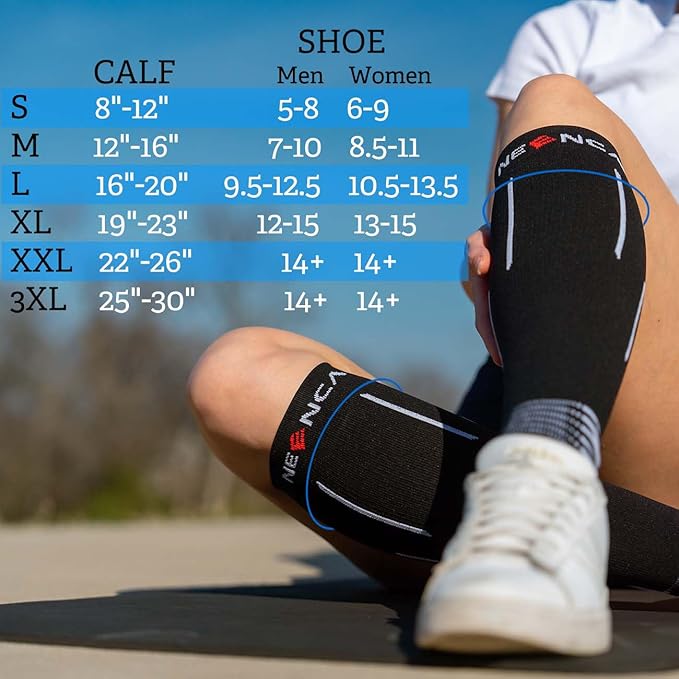 NEENCA Compression Socks, Medical Athletic Calf Socks for Injury Recovery & Pain Relief, Sports Protection—1 Pair, 20-30 mmhg