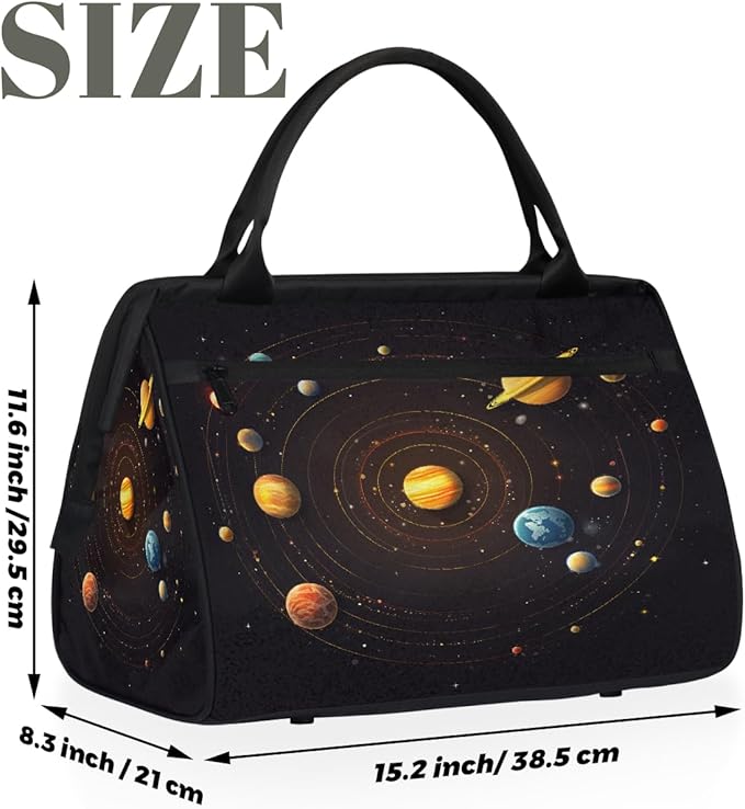 Gym Bag for Women Men, Solar System Sports Duffel Bags, Waterproof Travel Weekender Overnight Carry On Tote Bags for Travel Sports