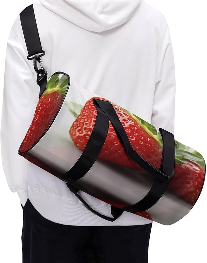 Sports Gym Bag for Women Men Travel Duffel Bag Tote Weekender Bag Fruit Strawberry Carry on Overnight Bag for Travel Swimming Fitness Workout Sports Duffle Bag