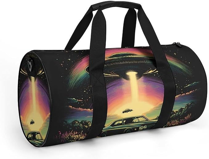 Ship Spaceship Travel Duffle Gym Bag with Shoe Compartment Carry Weekender Overnight Bags