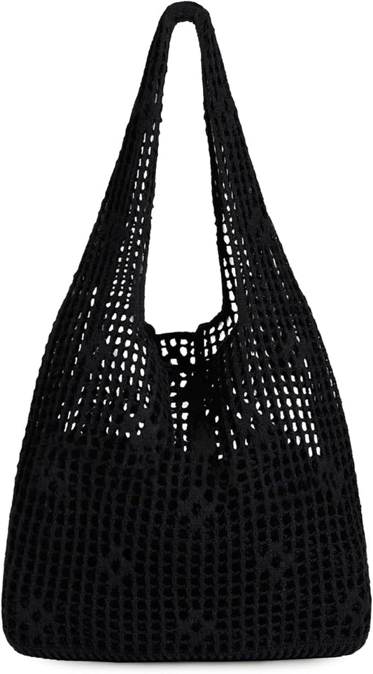 Sightor Crochet Tote Bag, Mesh Beach Bag Knit Summer Hobo Bag Vacation Boho Tote Bag for Women