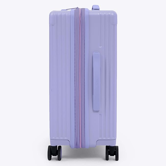 Nobl Travel Carry On Expandable Luggage, Noble Aluminum Frame PC Hard Shell Suitcase, 22.5”x14.2”x9.8” Airline Approved, 360° Spinner Wheels, TSA Locks, USB Charging, Cup & Phone Holder - Lavender