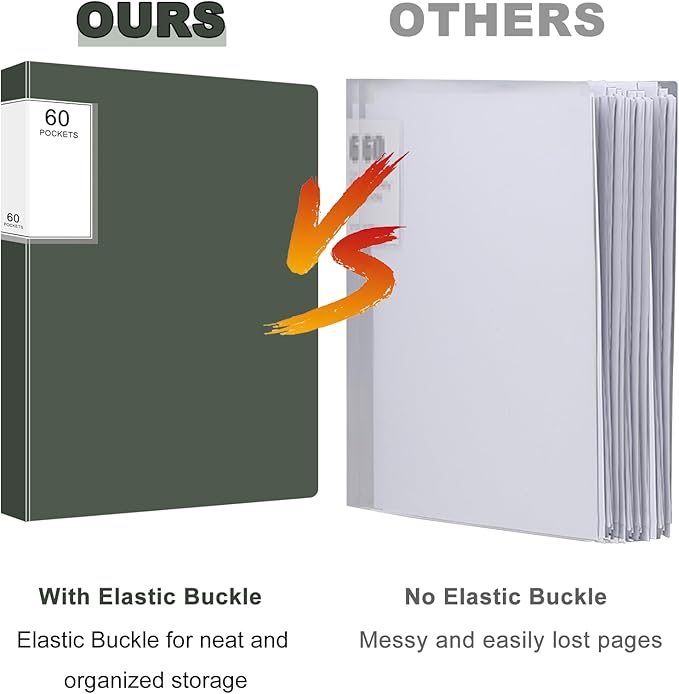 Art Portfolio Binder, Display Book with Plastic Sleeves, 60 Pocket Binder with Plastic Sleeves, Displays 120 Pages of Documents for Artwork, Document Organize