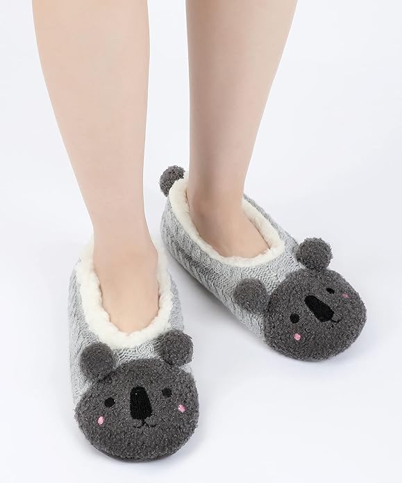 DICUIRD Womens Cute Animal Soft Sole Slipper Socks with Grippers-Fuzzy House Slippers