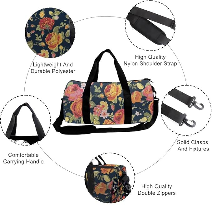 Soft Yellow Petals Foldable Duffel Bag Women Oxford Tote Bags Adjustable Shoulder Strap, Convertible Carry Backpack Gothic Duffle Bag For Wrestling Hiking Gym Accessories For Men