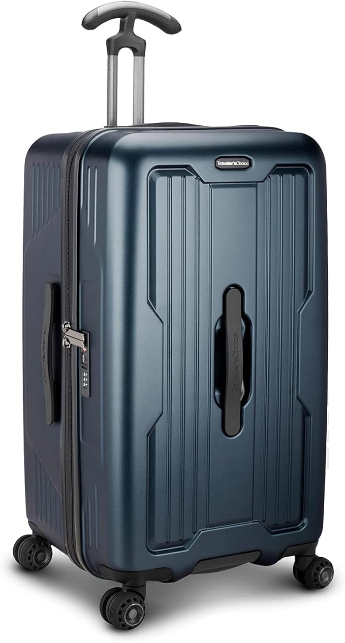 Traveler's Choice Ultimax II Polycarbonate Hardside Luggage with Spinner Wheels, Matte Navy, 28-Inch Medium Trunk