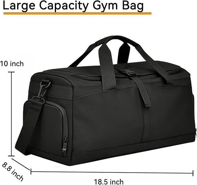 42L Gym Bag for women man, Duffle Bag for Travel, Personal Item Bag, Carry on Bag with Wet Pocket & Shoes Compartment, Water Resistant Weekender Bags with Luggage Handle Wrap