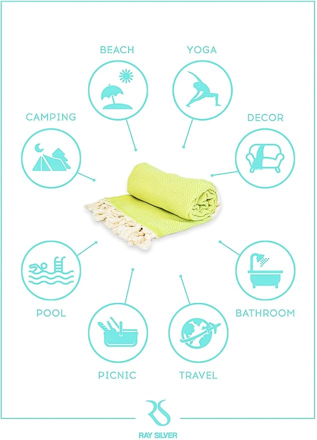 Turkish Beach Towel Oversized Clearance XL 40x71- Sand Free - 100% Cotton Soft Quick Dry - Extra Large Blanket Travel and Pool Towels for Adults- Cloud Sandproof, Beach Essentials for Women