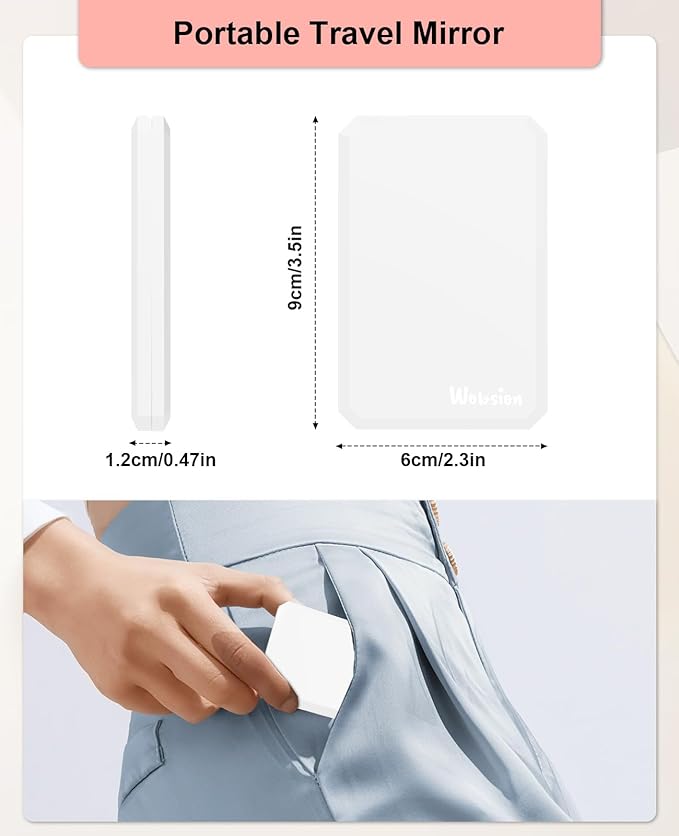 WOBSION Small Compact Mirror,1x/2x Travel Magnifying Mirror,2-Sided Handheld Portable Folding Mirror for Purse,Pocket,Gifts,Square(White)