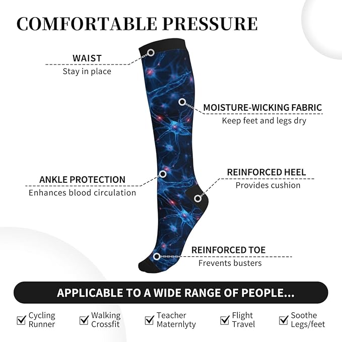 Compression Socks Knee High Circulation Support Socks For Women Men Athletic Running Work Hiking Cycling Travel