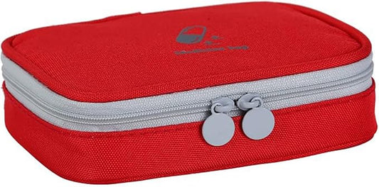 Small Empty First Aid Bag, Compact Travel Medicine Pouch Double Zippers Cute Pill Pocket for Travel Home,Red