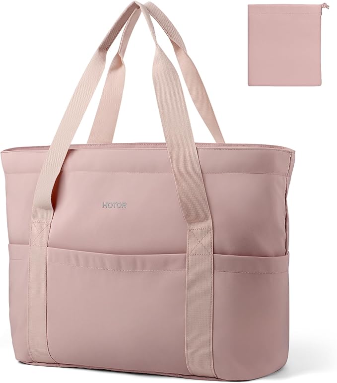 HOTOR Tote Bag for Women - Foldable Lightweight Tote Bags with Zipper, Large Shoulder Bag Top Handle Handbag for Travel, Work