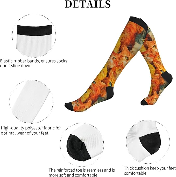 Compression Socks Knee High Circulation Support Socks For Women Men Athletic Running Work Hiking Cycling Travel