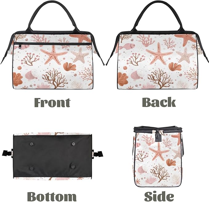 Ocean Theme Nautical Overnight Weekender Bag for Women Men Travel Duffel Bags Waterproof Luggage Carry on Sports Yoga Gym Bag