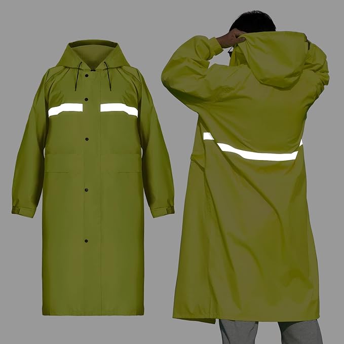 Coralrain Long Hooded Raincoat Safety Waterproof Emergency Rain Jacket Poncho for Men Women Adults