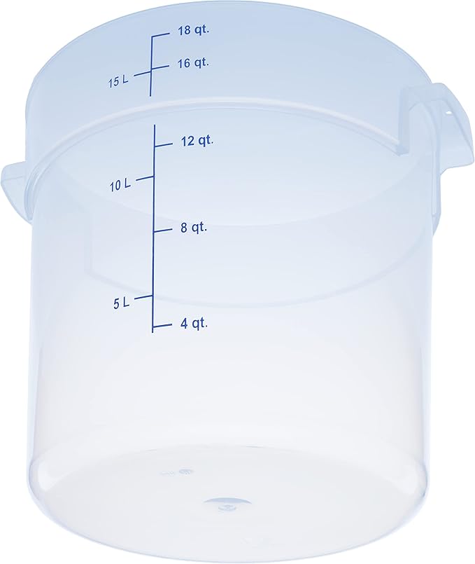 Carlisle FoodService Products Storplus Round Food Storage Container with Stackable Design for Catering, Buffets, Restaurants, Polypropylene (Pp), 18 Quart, Clear, (Pack of 6)