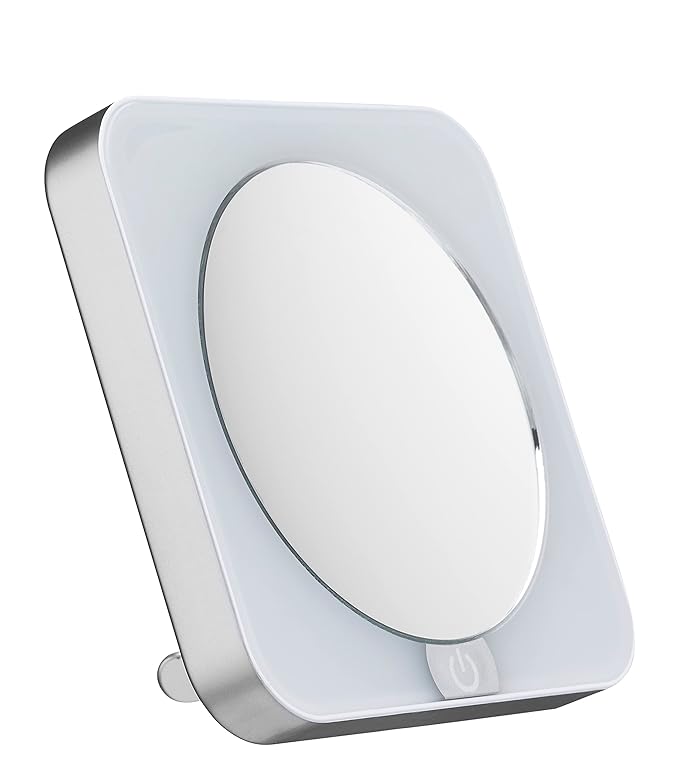Conair Lighted Makeup Mirror, LED Vanity Mirror, 12X Magnifying Mirror, Compact Travel Mirror with Suction Cup, Battery Operated in White