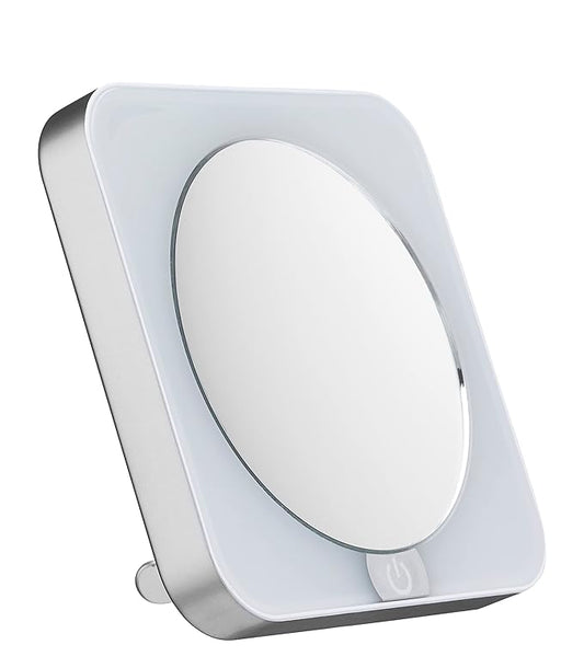 Conair Lighted Makeup Mirror, LED Vanity Mirror, 12X Magnifying Mirror, Compact Travel Mirror with Suction Cup, Battery Operated in White