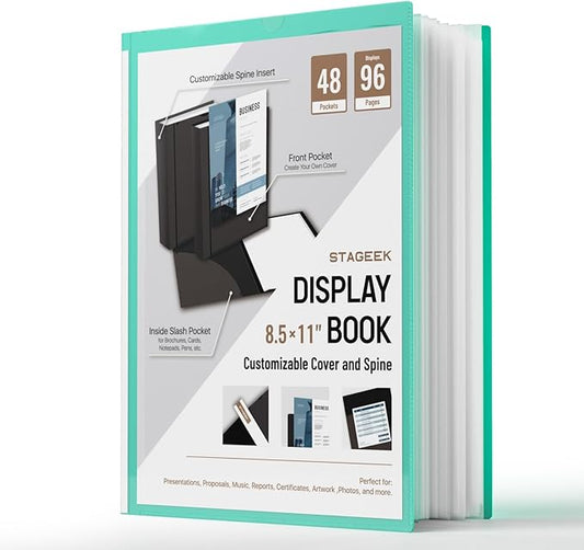 48-Pocket Portfolio Binder Display 96 Pages, 8.5x11 Binder with Plastic Sleeves, Art Portfolio Folder with Clear Sheet Protectors, Presentation Book for Artwork, Document Organizer