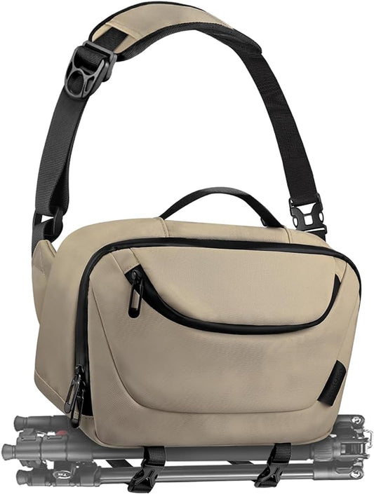Camera Sling Bag,Waterproof Camera Case with Tripod Holder,Lightweight DSLR/SLR/Mirrorless Camera Bags Crossbody for photographers-Coffee