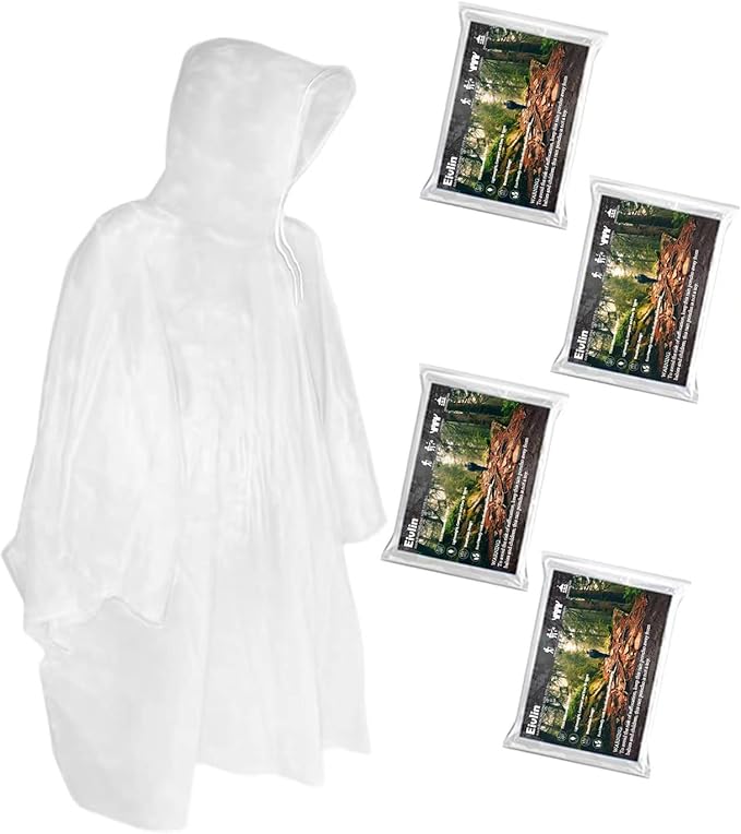 Rain Ponchos, Emergency Disposable Rain Poncho with Drawstring Hood&Waterproof Plastic for Adults&Teens