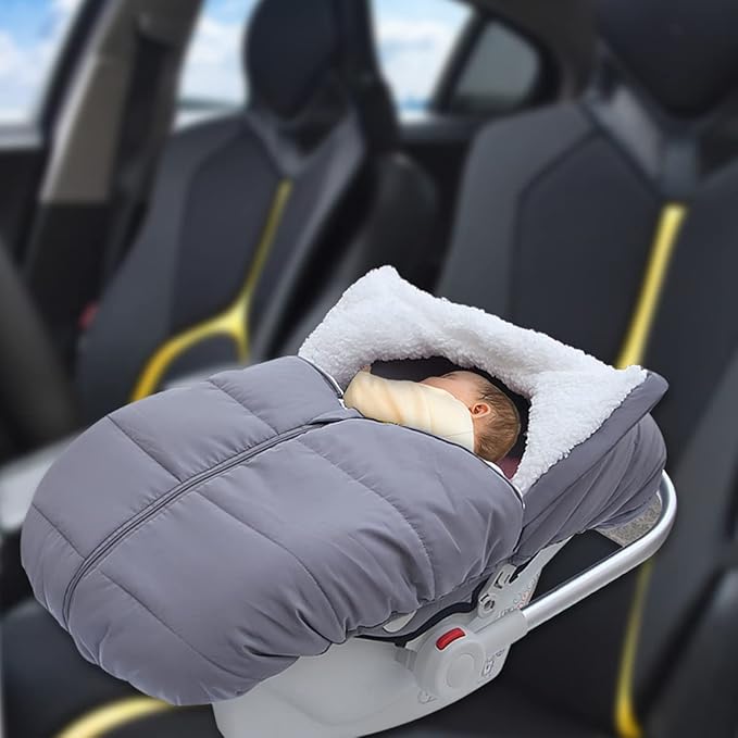 Mom's Choice Awards Winner-TSAYAWA Winter Baby Car Seat Cover -Keep Babies Warm Carseat Bunting Bag/Blanket for Newborn & Infant - Cold Weather Insulated Windproof Carrier Canopy for Travel (Grey)