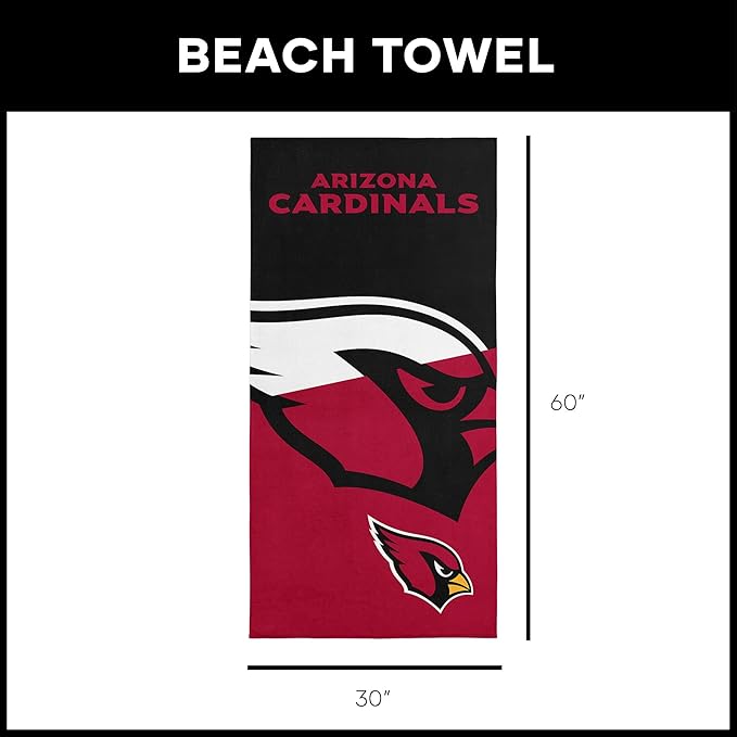 Northwest NFL Oversized Microfiber Beach Towel, 60 x 70 Inches – Quick Dry, Sand Resistant, Lightweight, Highly Absorbent, Shibori Design