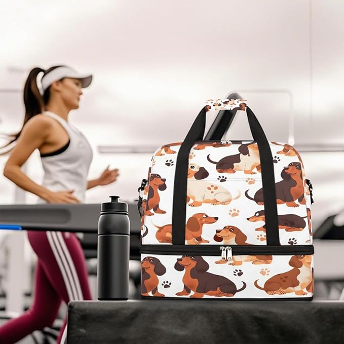 Paw Print Animal Dog Large Weekender Bag with Shoe Compartment Travel Duffel Bags for Women Carry On Hospital Overnight Bag Foldable Personal Item Travel Bags Tote Gym Sports Airplanes
