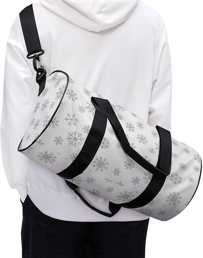 Basketball Football Weekender Bag Dance Sports Gymnastics Bag Lightweight Travel Sports Bags (White Snowflake Christmas)