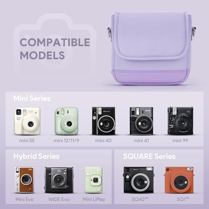 Instax Camera Case Protective Case Compatible with Mini 12/11/40/40/99/EVO/Square SQ40/1,Diy Instax Case with Adjustable Shoulder