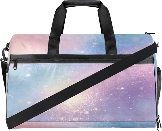Colorful Sequin Pattern Sports Gym Bag with Wet Pocket & Shoes Compartment Waterproof Workout Duffel Bag for Women and Men Weekender Overnight Duffle Bag Travel Carry-on Tote