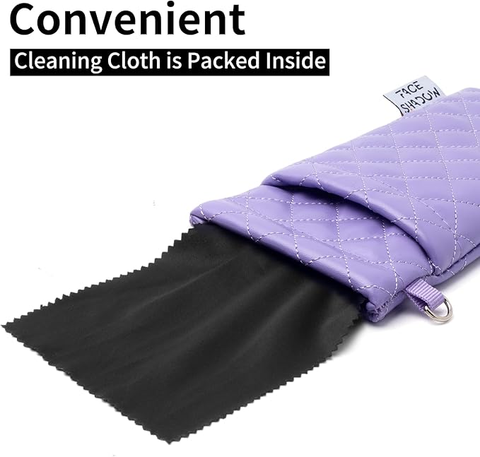 Face Shadow Double Glasses Case Soft Eyeglass Case For Women Men Squeeze Top Sunglasses Case With Cleaning Cloth