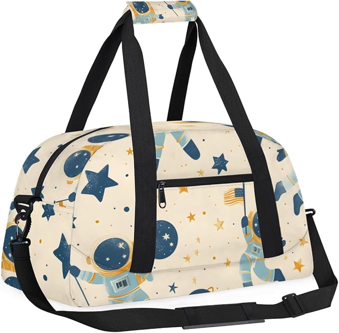Cute Astronaut Gym Travel Duffle Bag for Women & Men with Front Zipper Pocket for Sports, Overnight, Weekender, Carry On,Workout & Dance Bag,Cute Space,18.9 * 8.7 * 10.6 in