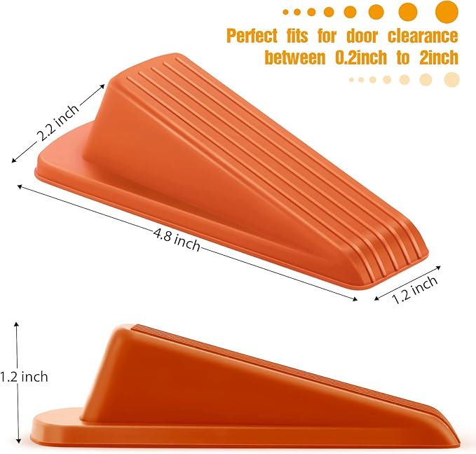 Crosize Door Stoppers for Bottom of Door, Premium Rubber Door Stops, Sturdy Door Wedge for Carpet, Tile, Concrete, Wood, Door Holder for Heavy Duty Door (Orange, 1 Pack)