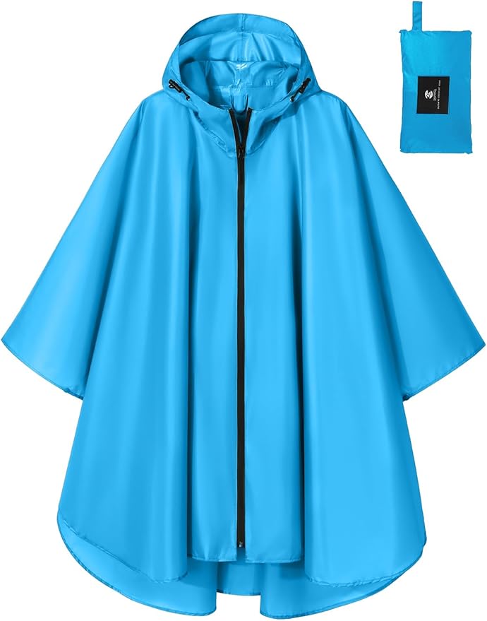 SaphiRose Lightweight Waterproof Rain Poncho for Adults with Hood Portable Rainwear for Outdoor
