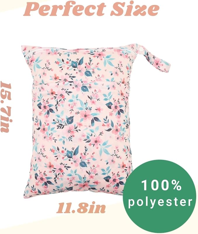 Wet Dry Bags 3 Pack Two Zipper Pockets Travel Beach Pool Reusable Waterproof Yoga Gym Bag for Baby Cloth Diaper Swimsuits Wet Clothes 3L02