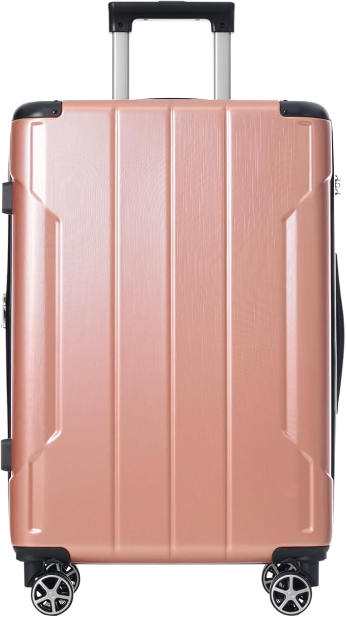 24 Inch Hardshell Luggage Lightweight Checked Luggage, Hardside ABS Suitcases with Double Wheels and TSA Lock, Medium Expandable 24-inch Carry on Luggages for Travel, Men, Women, Rose Pink