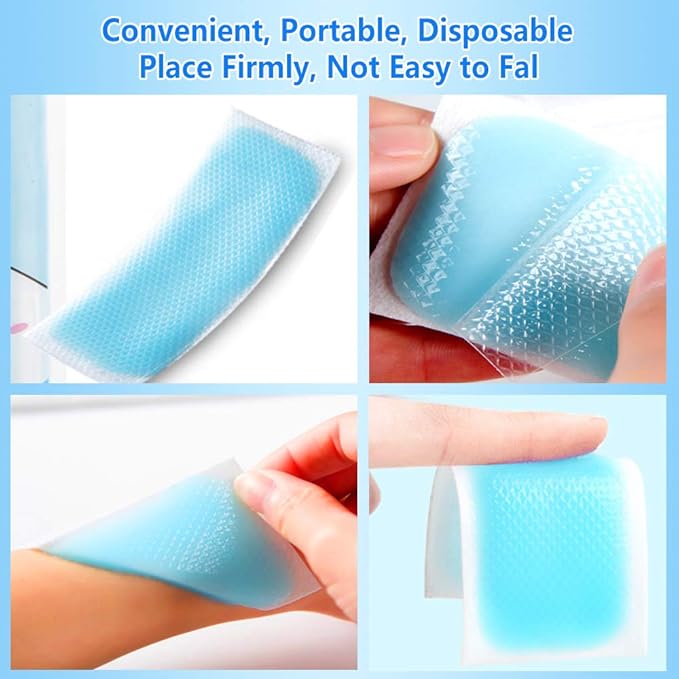 16 Sheets Baby Cool Pads for Kids Fever Discomfort & Pain Relief, Cooling Relief Fever Reducer, Soothe Headache Pain, Pack of 16